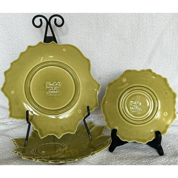Woodfield Plates By Stubenville Set Of 3 Vintage Leaf Shaped Russell Wright 1941 - Picture 2 of 11